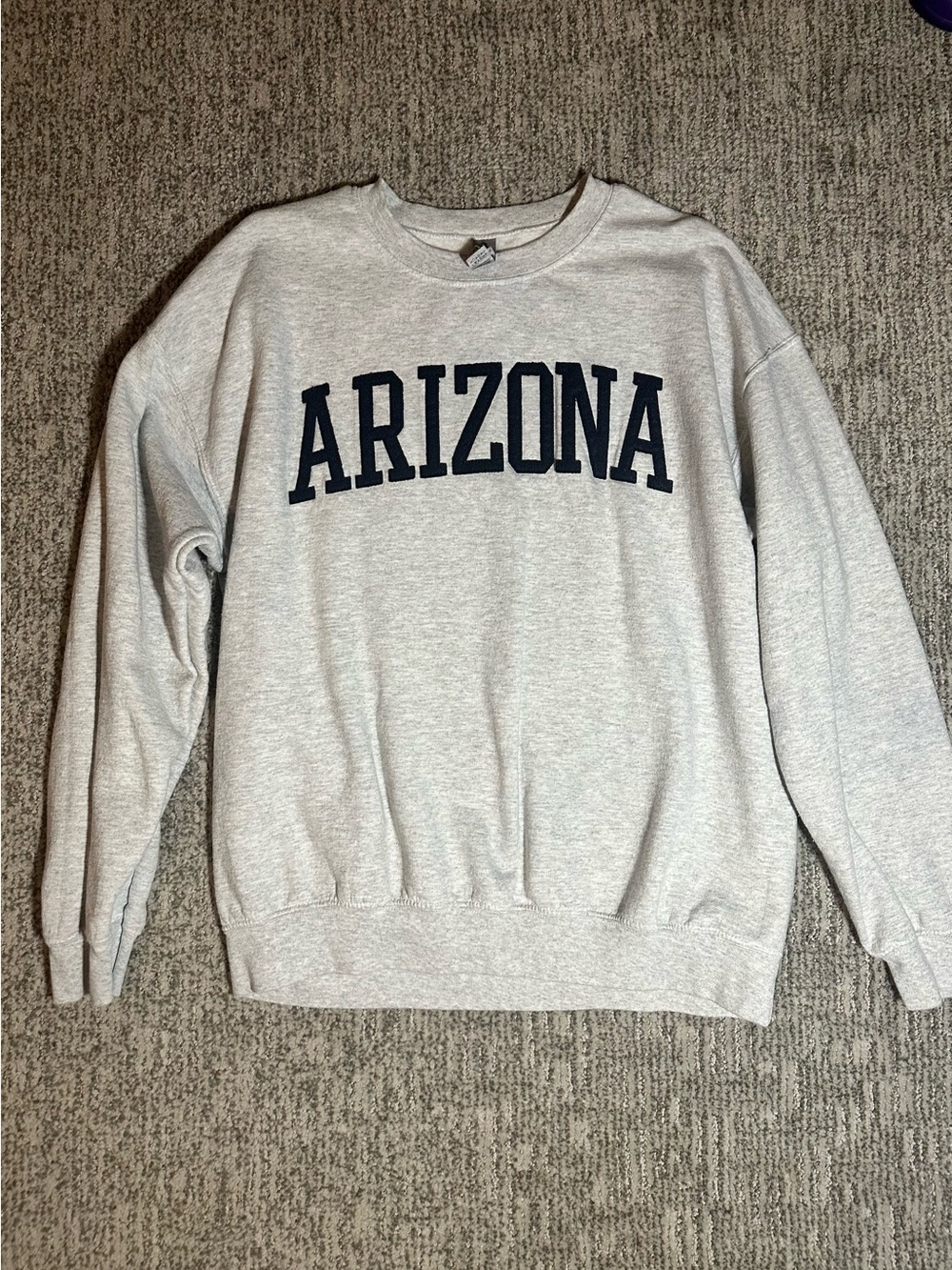 Gildan Gray Crewneck Sweatshirt with Navy 'ARIZONA' Lettering